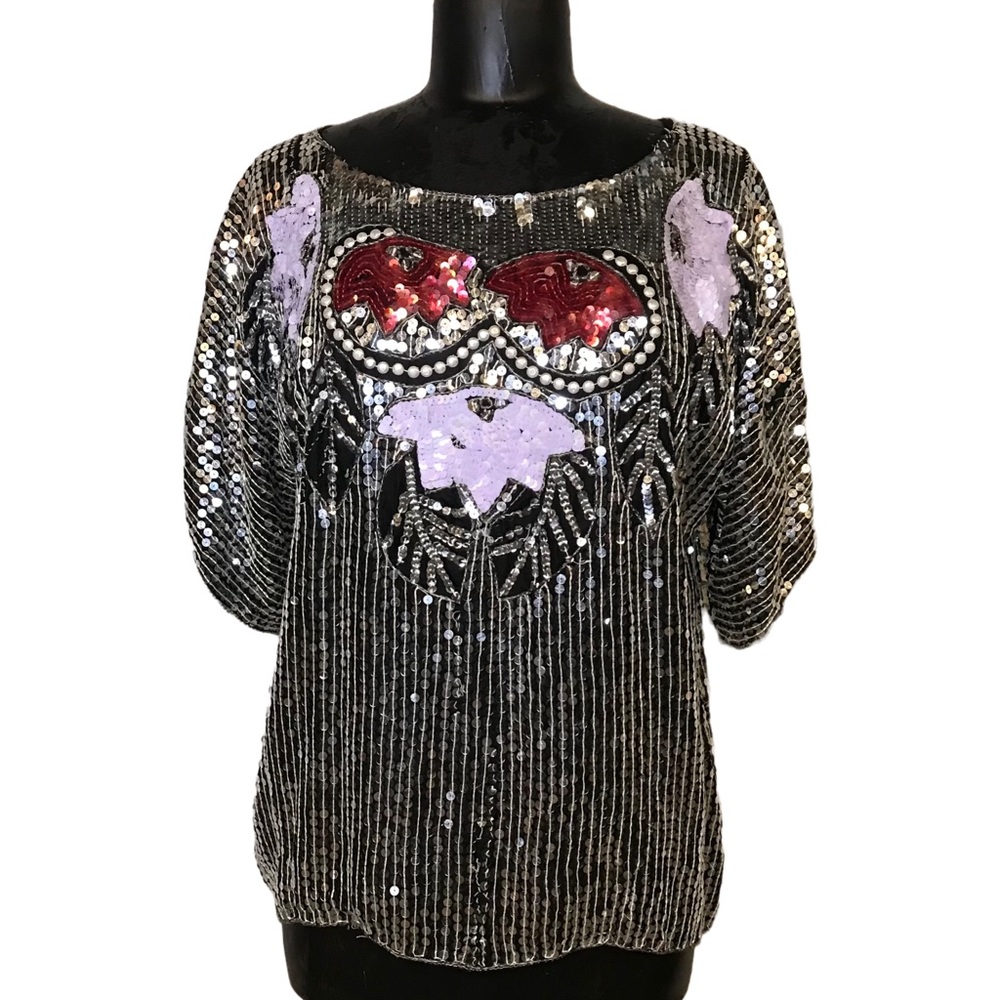 Vintage 80s Cee Cee sequin top As Is